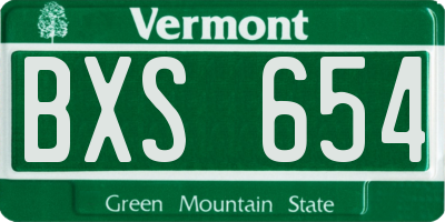 VT license plate BXS654