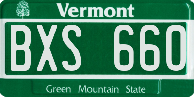 VT license plate BXS660