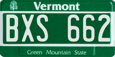 VT license plate BXS662