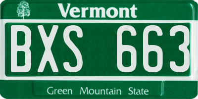 VT license plate BXS663