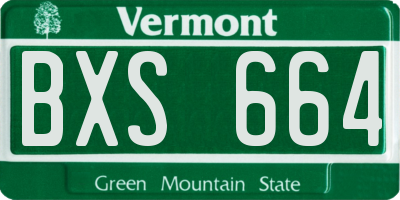 VT license plate BXS664