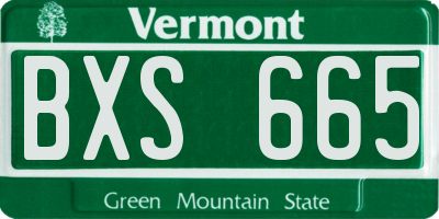 VT license plate BXS665