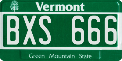 VT license plate BXS666