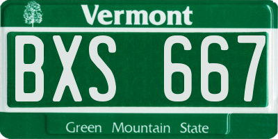 VT license plate BXS667