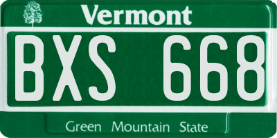 VT license plate BXS668