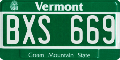 VT license plate BXS669