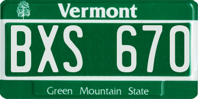 VT license plate BXS670
