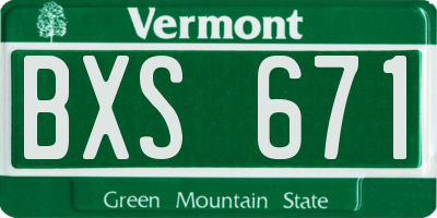 VT license plate BXS671