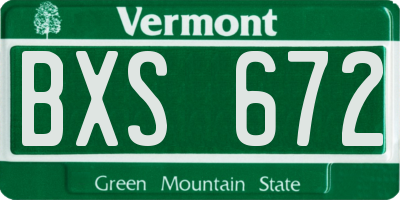 VT license plate BXS672