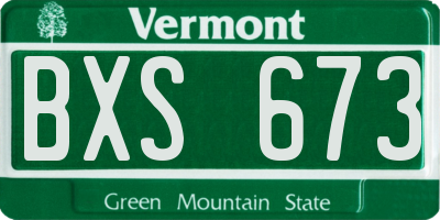 VT license plate BXS673