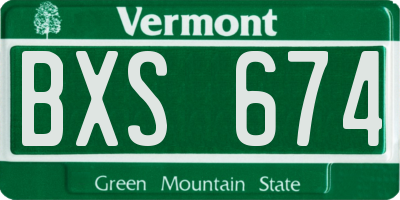 VT license plate BXS674