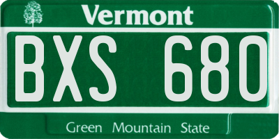 VT license plate BXS680