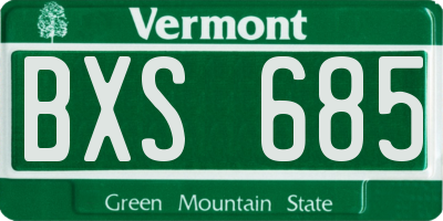 VT license plate BXS685