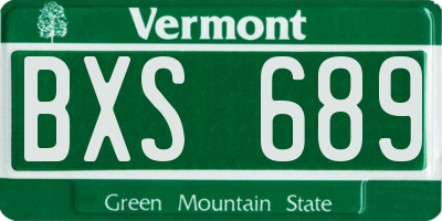 VT license plate BXS689
