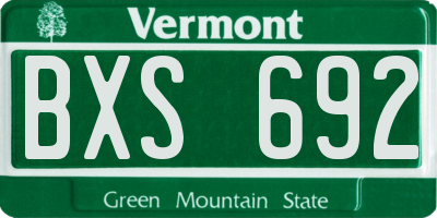VT license plate BXS692