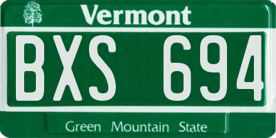 VT license plate BXS694