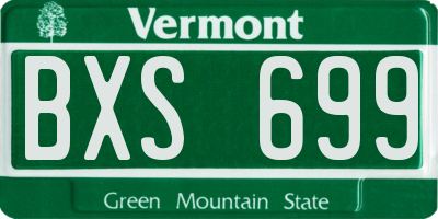 VT license plate BXS699