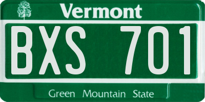 VT license plate BXS701