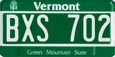 VT license plate BXS702