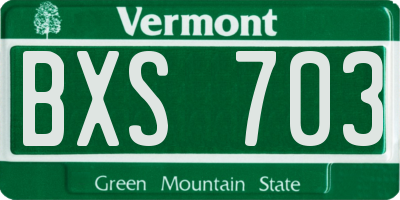 VT license plate BXS703