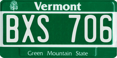 VT license plate BXS706