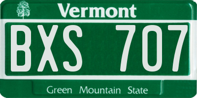 VT license plate BXS707
