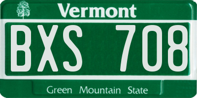 VT license plate BXS708