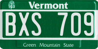 VT license plate BXS709