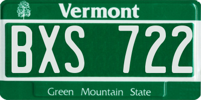 VT license plate BXS722