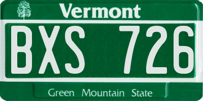 VT license plate BXS726
