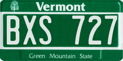 VT license plate BXS727