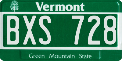 VT license plate BXS728