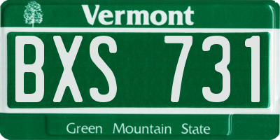 VT license plate BXS731