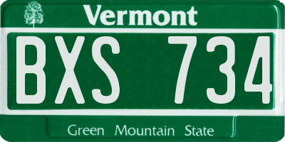 VT license plate BXS734