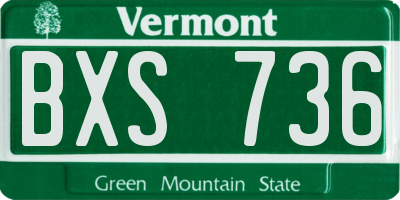 VT license plate BXS736