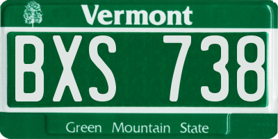 VT license plate BXS738