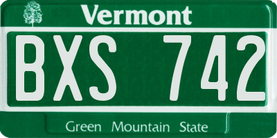 VT license plate BXS742