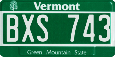 VT license plate BXS743
