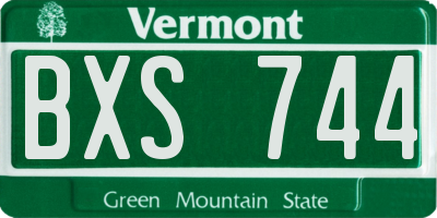 VT license plate BXS744