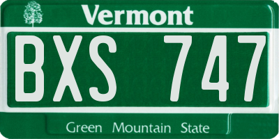 VT license plate BXS747