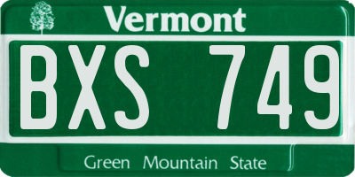 VT license plate BXS749