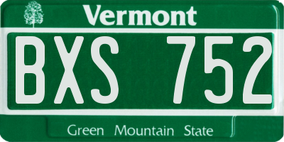 VT license plate BXS752