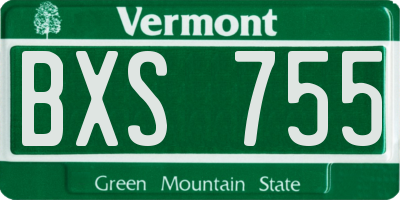 VT license plate BXS755