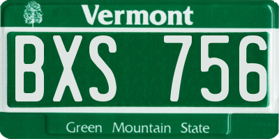 VT license plate BXS756