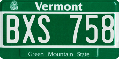 VT license plate BXS758