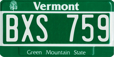 VT license plate BXS759