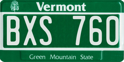 VT license plate BXS760
