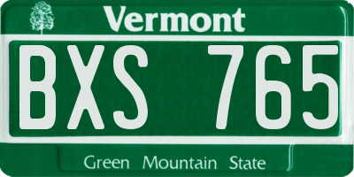 VT license plate BXS765