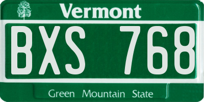 VT license plate BXS768