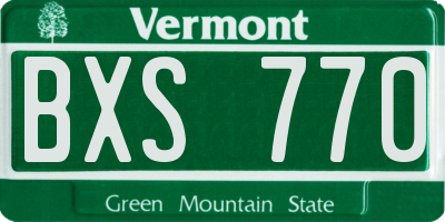 VT license plate BXS770
